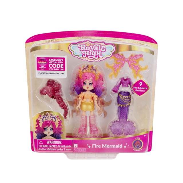 Muñeca Royale High Fire Mermaid de 7,5 cm con 9 accesorios