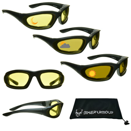 Bikershades Transition Motorcycle Riding Glasses for Woman. Photochromic Day Night Biker Sunglasses. Fits Small head