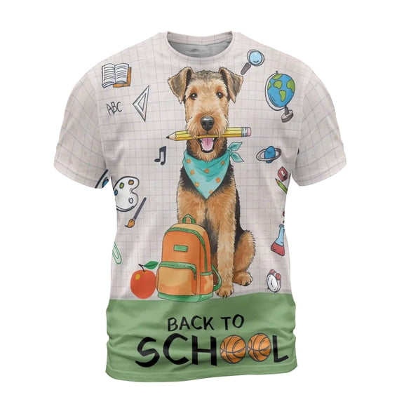 Hardworking Airedale Terrier Ready Back to School New Year Classes All Over Print 3D Shirt Unisex Merch Dale Waterside Dog Lover - 12011