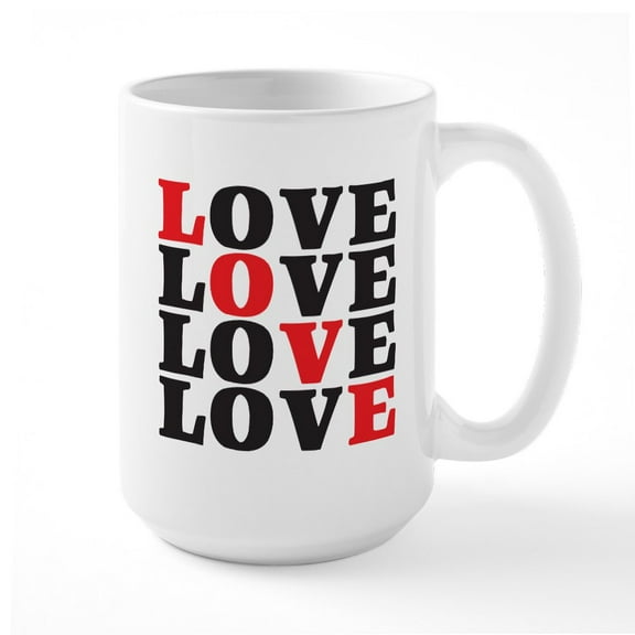 CafePress - LOVE Large Mug - 15 oz Ceramic Large White Novelty Mug