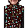 thumbnail image 5 of eloria Boys Dupion Silk Festive Nehru Vest Waistcoat with Leaf Pattern Brown, 5 of 7