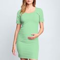 thumbnail image 1 of Ovzne Robes d'Été pour Femmes Robe de Plage Femme à la Mode Imprimée Plissée Jupe de Maternité Manches Courtes Col Rond Mi-Mollet Robe Grande Taille Robe Manches Courtes Imprimée Liquidation, 1 of 7