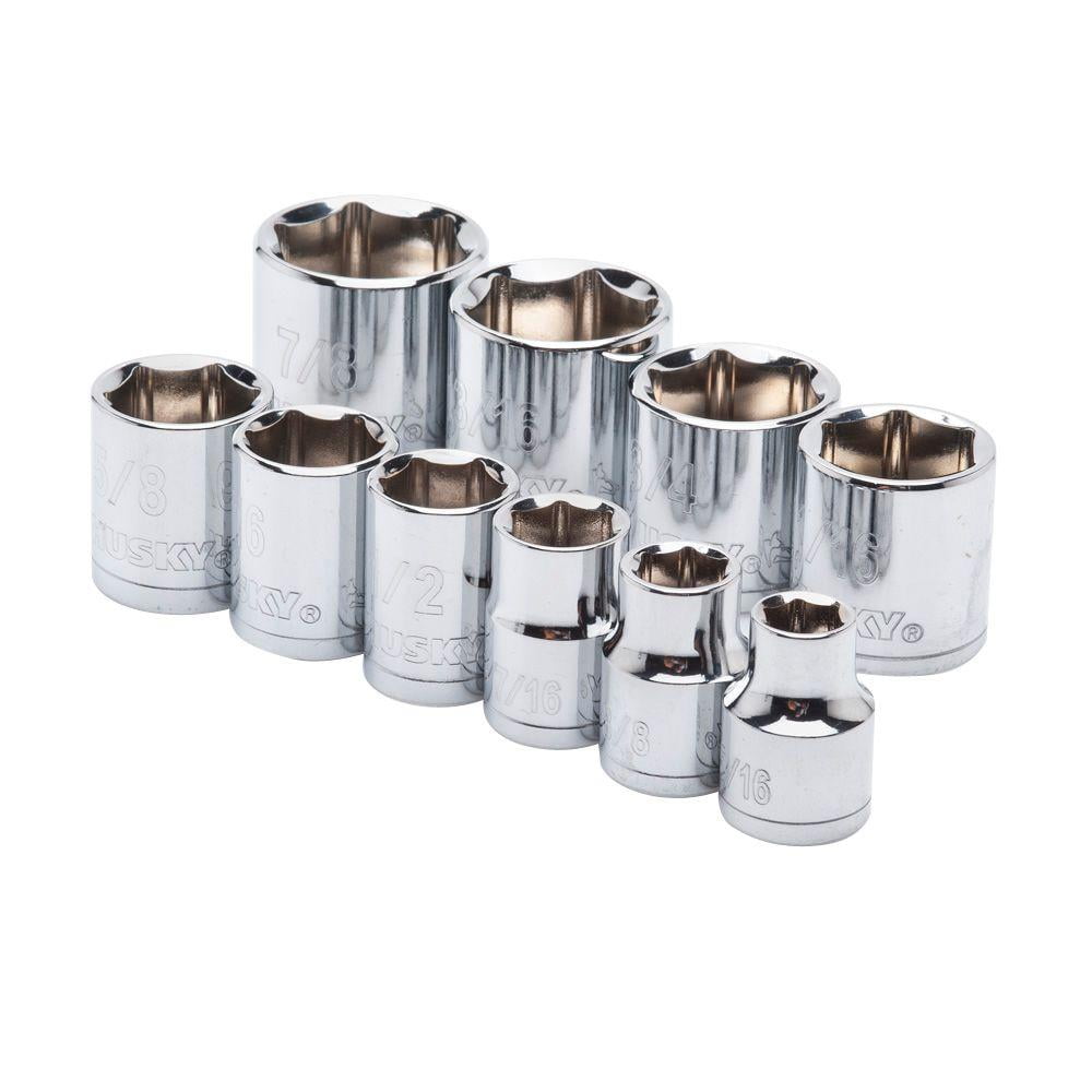 Husky Socket Set 10 Piece 3/8 Inch Drive 6 Point Standard SAE Tool