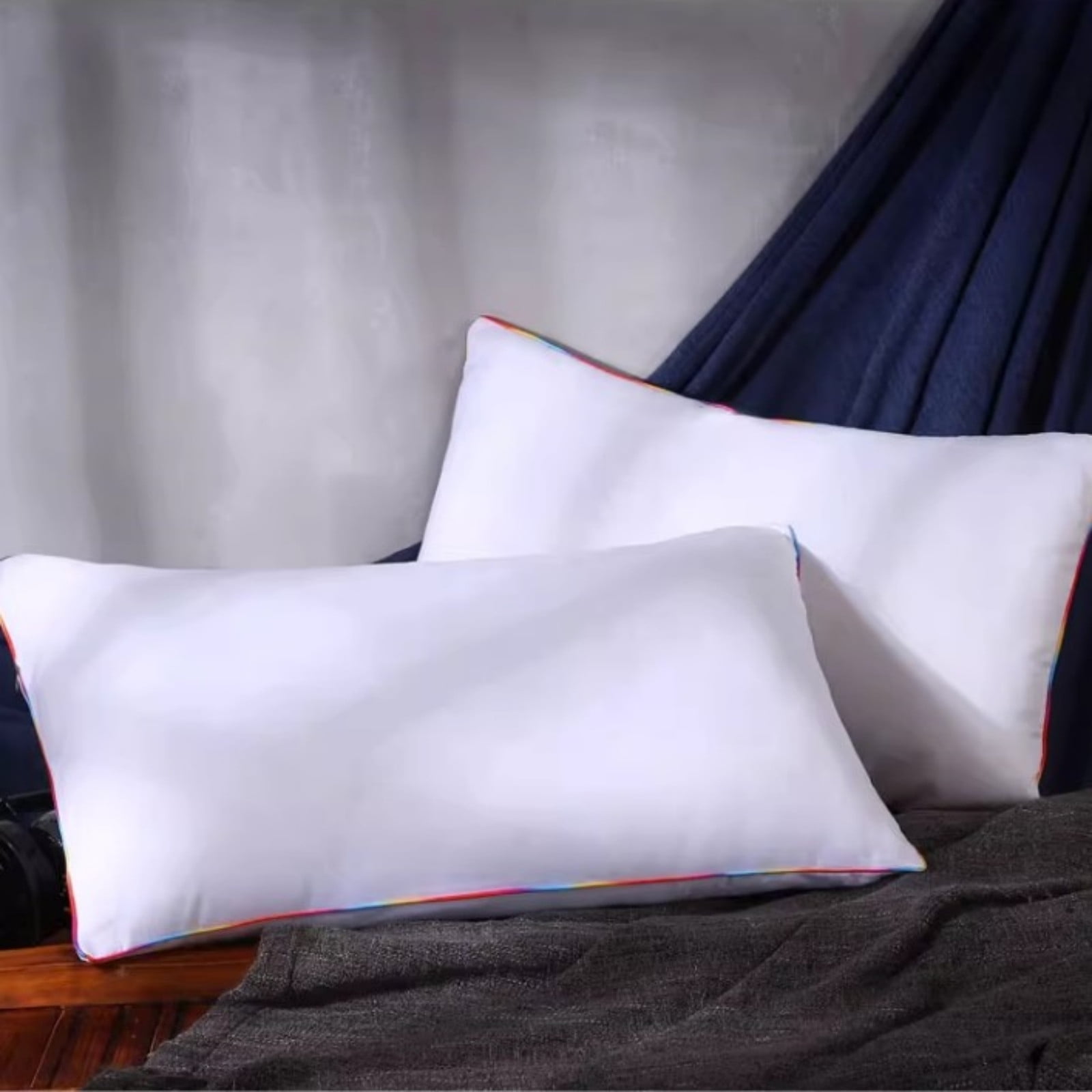 AuroraX White Decorative Bed Pillow Medium Soft Cooling Single Huge Overfilled Queen Bed Pillow for Side and Back Sleep Standard Bed Pillow Decor Gift for Mom