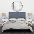 thumbnail image 3 of Designart "Opulent White and Gold Geode Marble I" Abstract Marble Bedding Covert Set - Modern White Abstract Bed Set With 2 Shams, 3 of 6