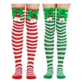 thumbnail image 1 of A 2 Pares De Calcetines Navideños, Medias Largas A Rayas, 1 of 8