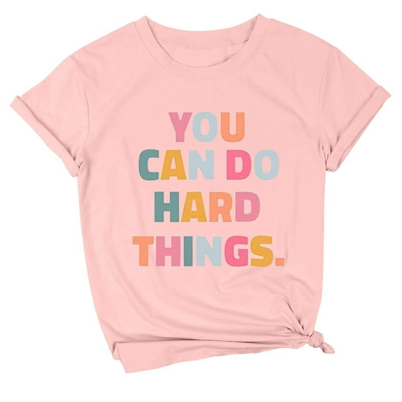 Spring Tops for Women You Hard Things Teacher T Shirt Live Happy Happiness Graphic Tees Shirts for Women Pink XXL