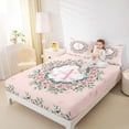 thumbnail image 4 of jejeloiu Letter A Monogrammed Twin Sheet Sets,Cute Flower Blossom Twin Fitted Sheet,Pink White Green Flat Sheet For Girls,Microfiber Room Decorative,3 Pieces, 4 of 7