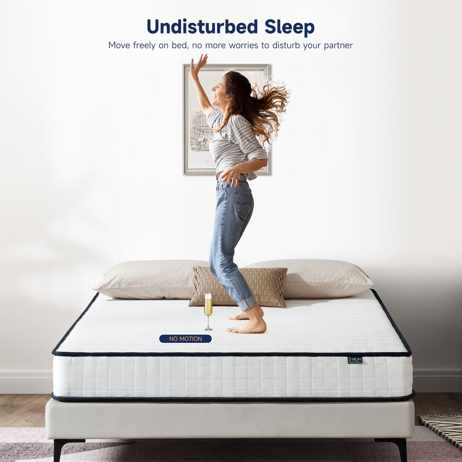 Z-HOM Twin Size Mattress in a Box, 8" Hybrid Mattress, Memory Foam and Individual Pocket Springs with Motion Isolation