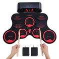 thumbnail image 2 of ammoon Portable Electronic Drum Set Digital Roll-Up MIDI Drum Kit 9-in-1 Tabletop Drum Pad Built-in Stereo Speakers Rechargeable Lithium Battery with 2 Foot Pedals for Kids Children Beginners, 2 of 6