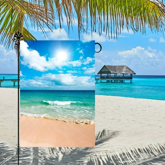 Gmogad Summer Garden Flag, 12x18 Inch Double-Sided Summer Garden Flag Linen Fabric Outdoor Decor for Patio Yard Pool Beach Decoration Washable Seasonal