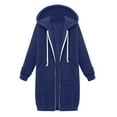 thumbnail image 6 of Jackets for Women Casual Solid Color Long Sleeve Hoodie with Drawstring Fashion Thicked Winter Coats for Women 2024 Trendy Loose Fit Softy Formal Womens Coats with Pocket(Blue,5XL), 6 of 8