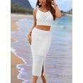 thumbnail image 4 of Women'S 2 Piece Outfits Top with Slit Bodycon Long Skirt Clothing Set White XL, 4 of 7