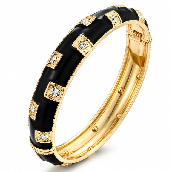 RubyLee Elegance Onyx Royale Bracelet with Crystal Accents, Black and Gold