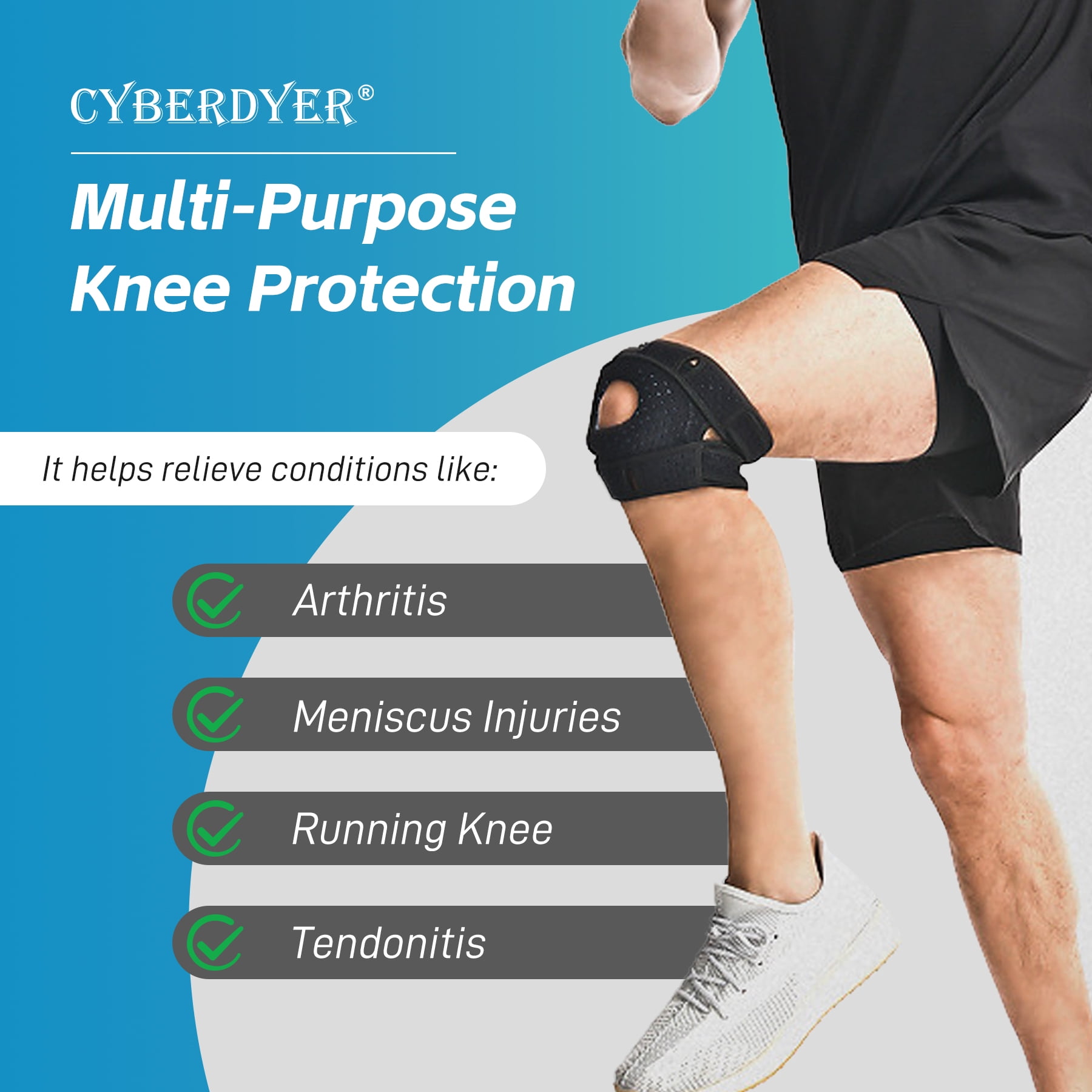 Ueasy Patella Knee Braces for Men Women, Compression Knee Sleeves Patella Stabilizer for Knee Pain Relief, Knee Support for Meniscus Tear Workout Sports Knee Protection for ACL Arthritis