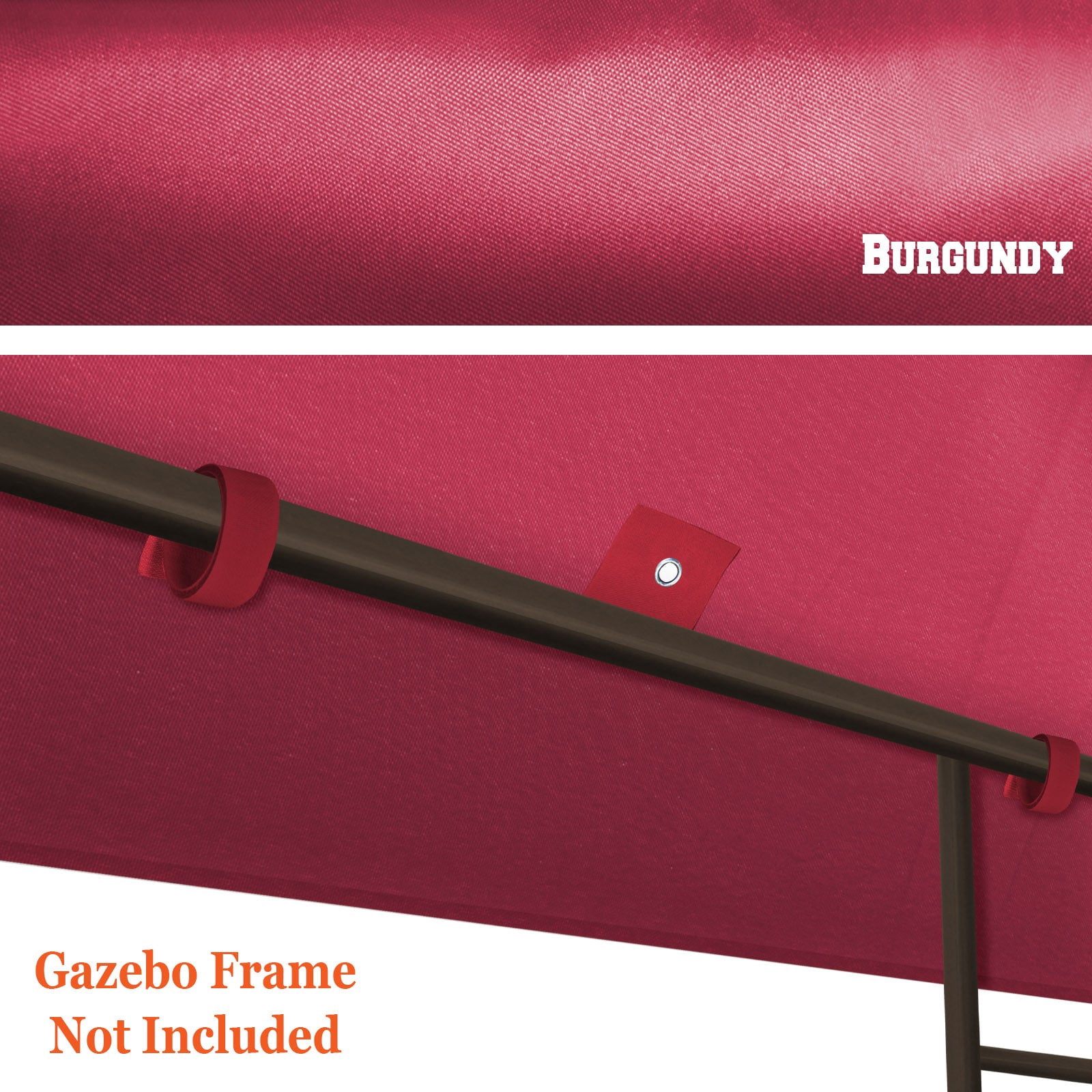 SUNNYOUTDOOR 10x10ft Gazebo Replacement Canopy Top Single Tier Canopy Top Cover, Frame Not included (Burgundy)