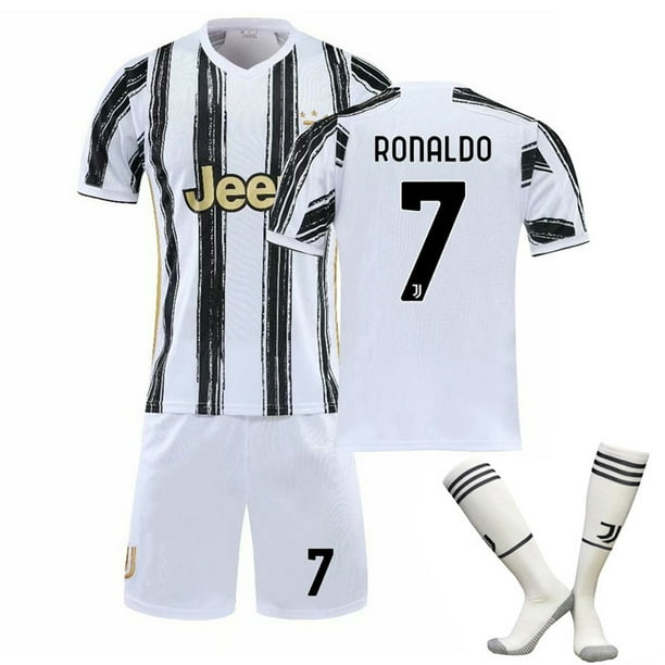 Conjunto de camiseta de fútbol Home 7 en blanco y negro con calcetines - Adultos y niños 20