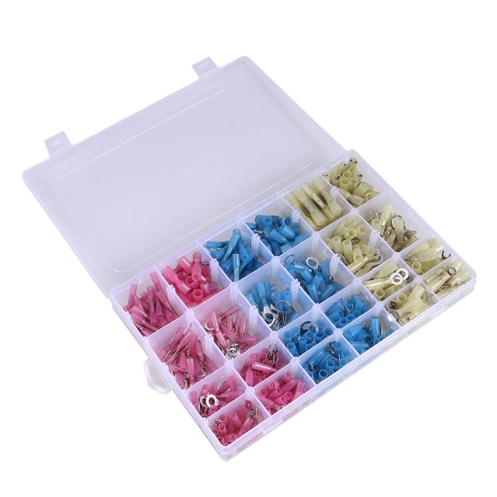 GOOHOCHY 481Pcs Industrial Heat Shrink Tubing Solder Ring Heat Shrinkable Tube Terminal Assorted Color For Cable Check