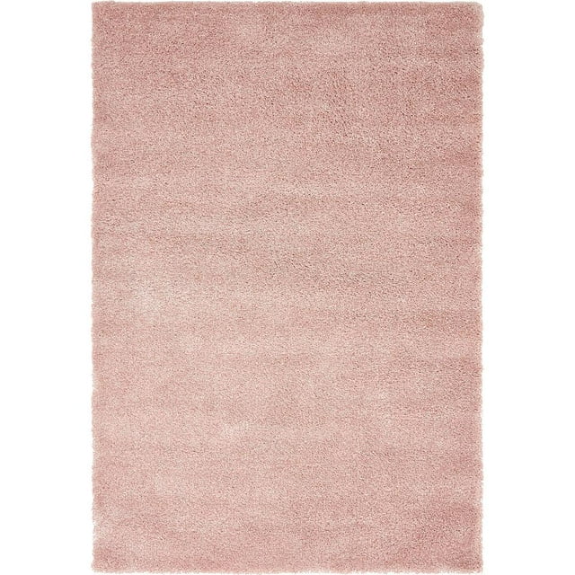 Unique Loom Solo Collection Solid Plush Kids Area Rug, 5' x 7' 7", Pink
