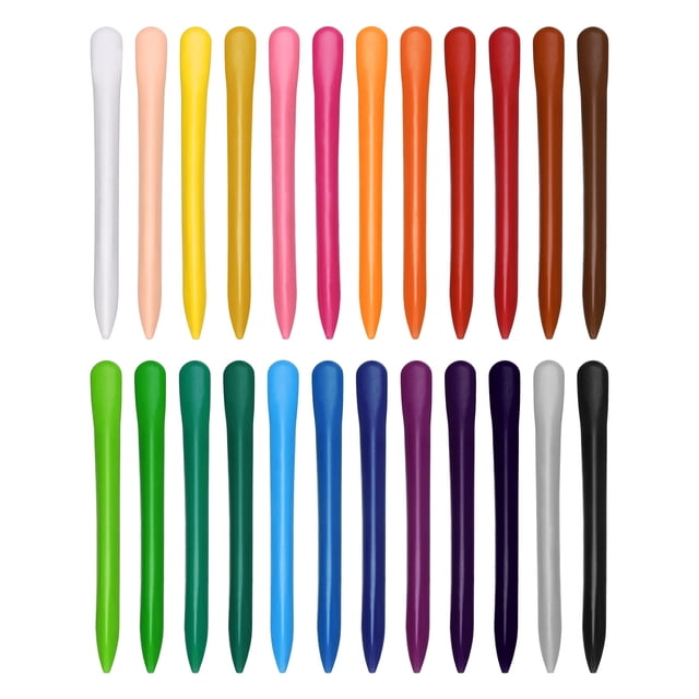 Uxcell Washable Crayons, 24Pcs Easy Grip Triangle Long Crayon with Cute Box,24 Colors