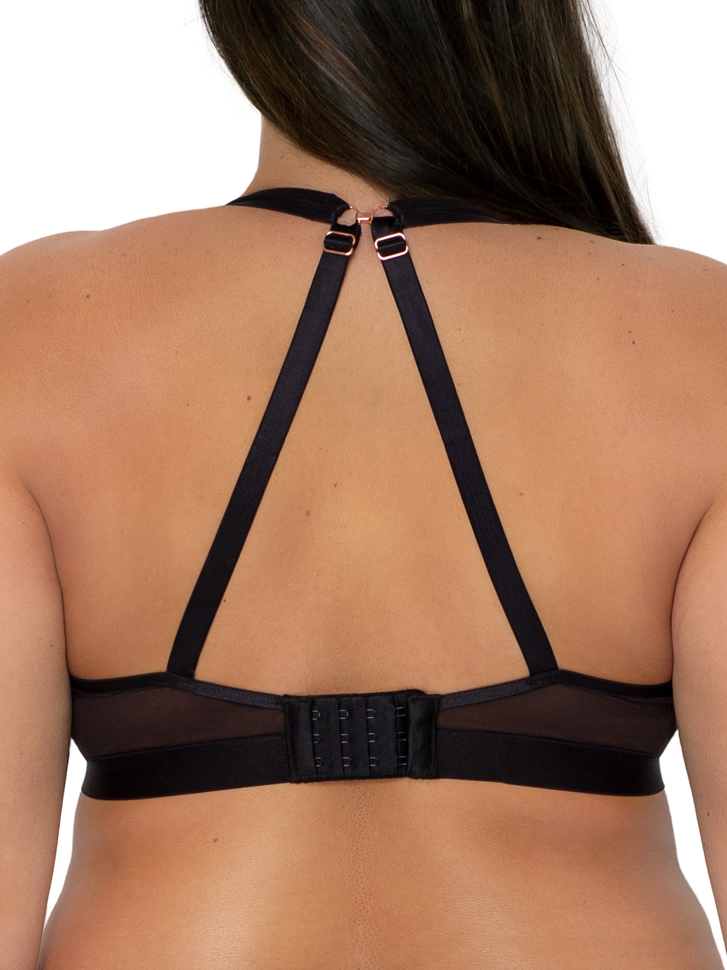 Smart & Sexy Women's Sheer Mesh Plunge Bralette and Matching 2 Pack High Leg Brief Panty Set, SA1518