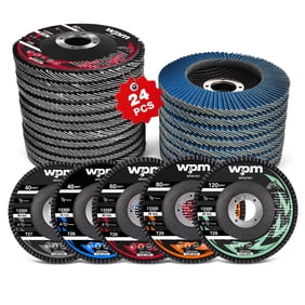 WPM 24-Pack 4 1/2  Flap Disc, Zirconia Grinding Wheel 40/60/80/120 Grit T29 & 40 Grit T27 with Etched Grit Number Indication, Angle Grinder Abrasive Sanding Disc in 80pcs Emery Cloth