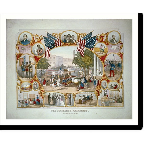 Historic Print, The Fifteenth Amendment. Celebrated May 19th, 1870.from an original design by James C. Beard., 16" x 20"