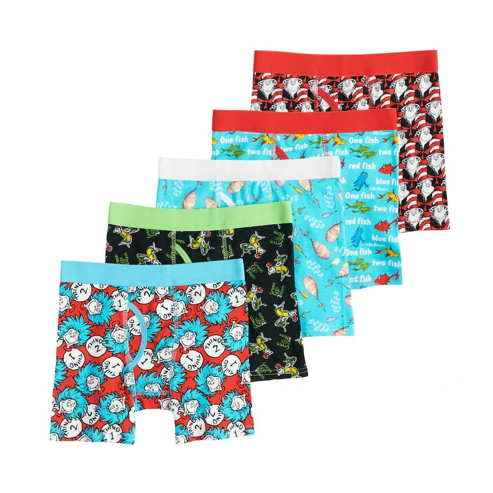 Dr. Seuss - Dr. Seuss Boys' 5 Pack Cotton Underwear Boxer Briefs ...