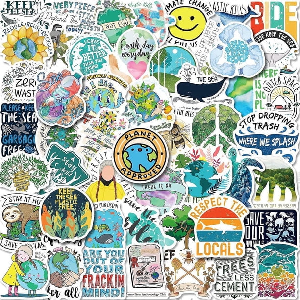 50PCS Nature Stickers, Aesthetic Earth Decals Vinyl Waterproof Stickers for Water Bottle Laptop Luggage Helmet Skateboard Snowboard Guitar