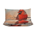 thumbnail image 3 of 3 Pcs Soft Bedding Set, Includes 1 Duvet Cover with Zipper And 2 Pillow,Shams Red Bird Northern Cardinal King(102"×90"), 3 of 8