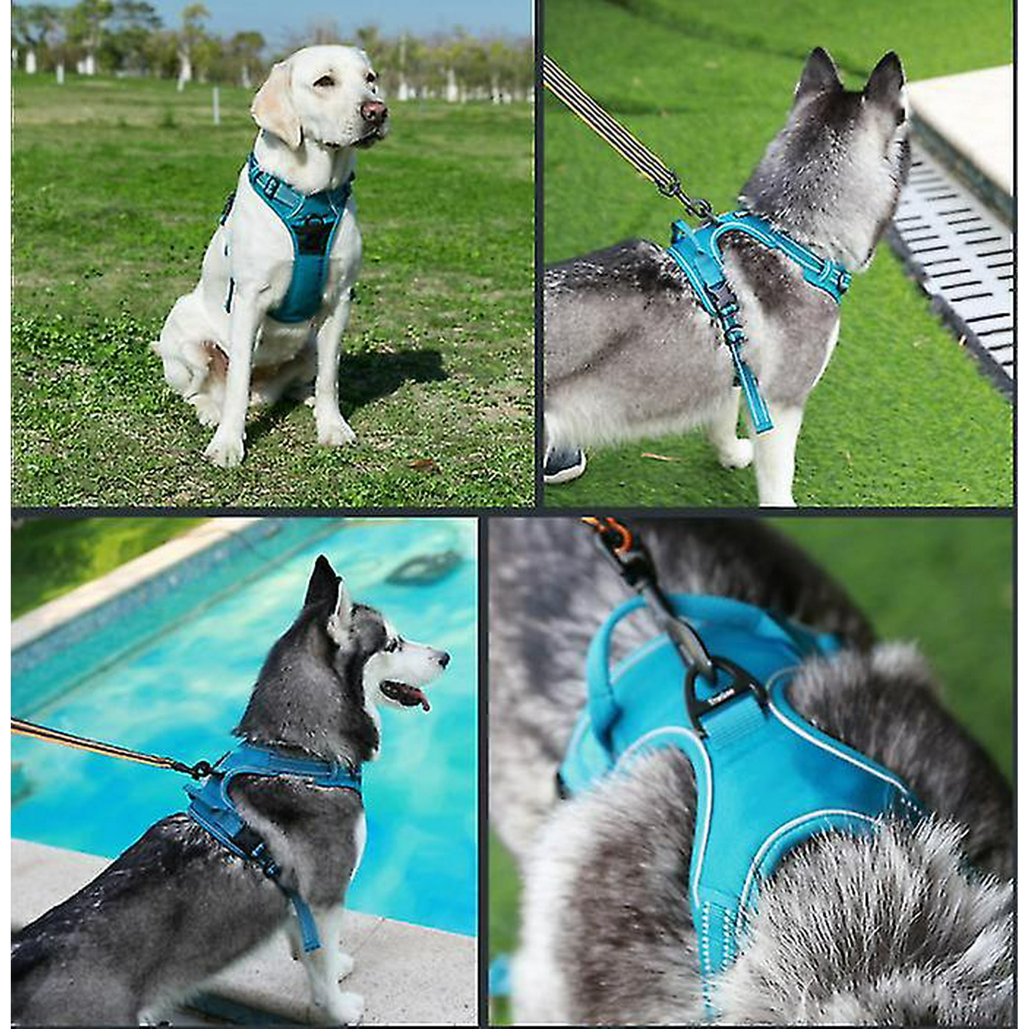 Companion Dog Chest Harness For Medium Dogs To Prevent Breaking Off Adjustable Explosion Proof Leach Belt Reflective Tape bust 56 69cm Gray