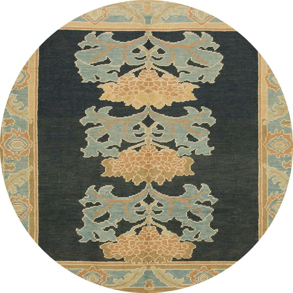 Ahgly Company Indoor Round Abstract Coffee Brown Abstract Area Rugs, 8' Round