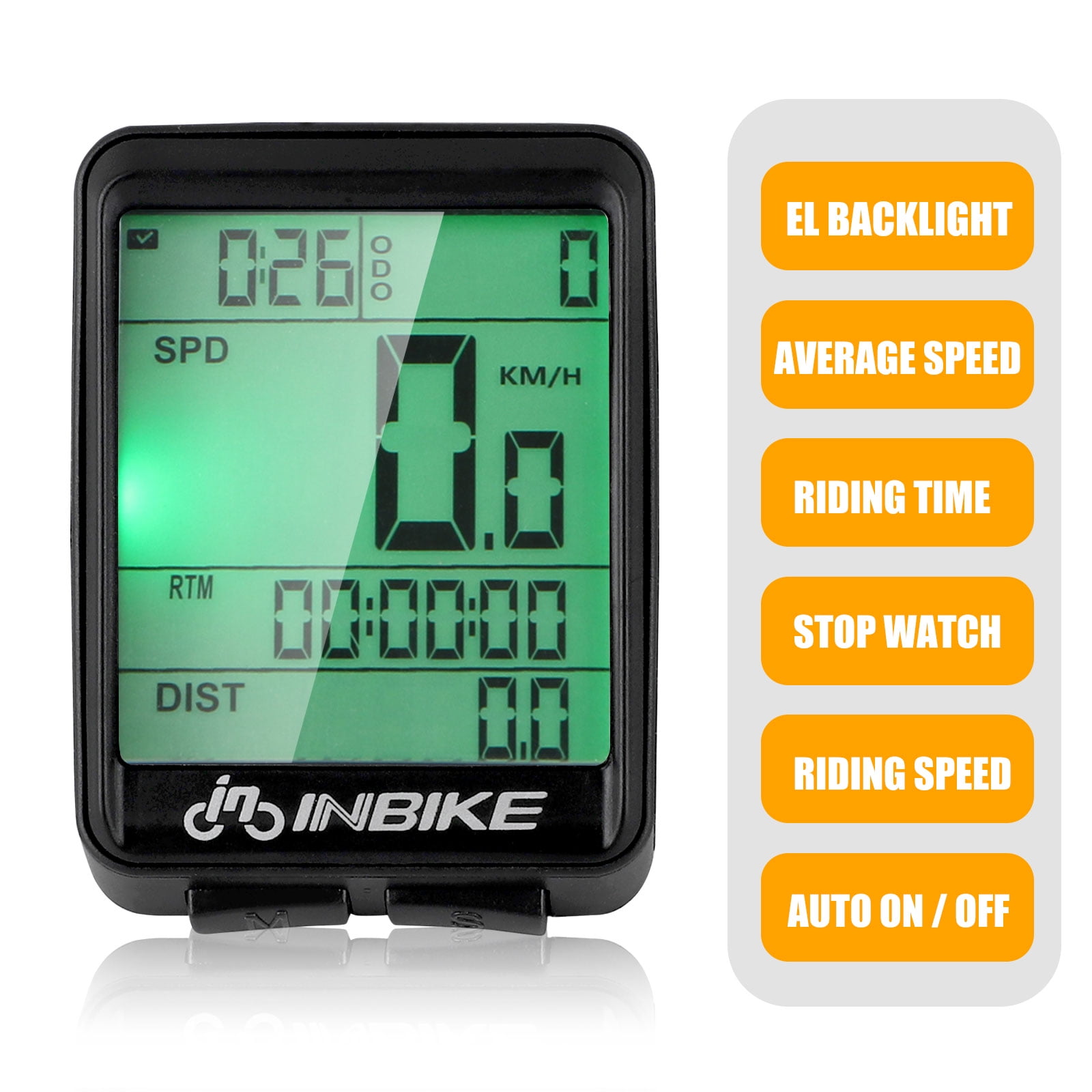 Bike Computer Bicycle Speedometer IPX5 Waterproof Bike Odometer Speedometer with Large Backlight LCD Display Wake Up Automatically 