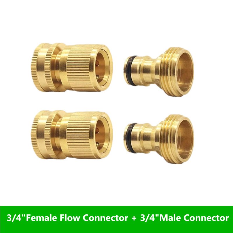 2Pack Garden Hose Quick Connectors, Solid Brass 3/4 inch GHT Thread