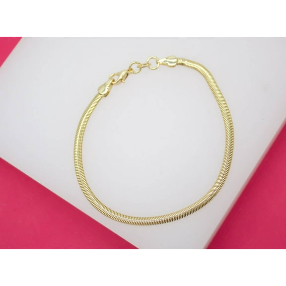 18K Gold Filled 3mm Slinky Snake Chain Bracelet (I9)