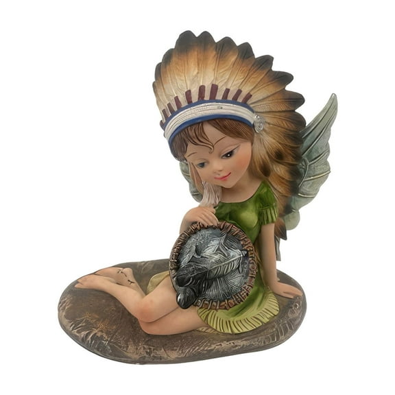 FC Design 4.75"H Indian Girl Fairy with Dream Catcher Figurine Statue Sculpture Ornament Decoration Home/Room Decor and Unique Gift Ideas for Housewarming, Holidays and Birthdays