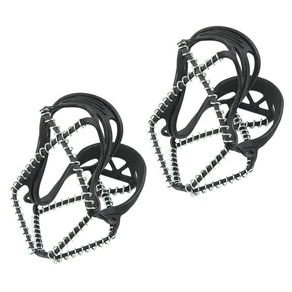 OUNONA Black Ice Cleats with Stainless Steel Crampons for Shoes Great for Winter Hiking and Outdoor Use 1 Pair Fits Most Shoe Sizes