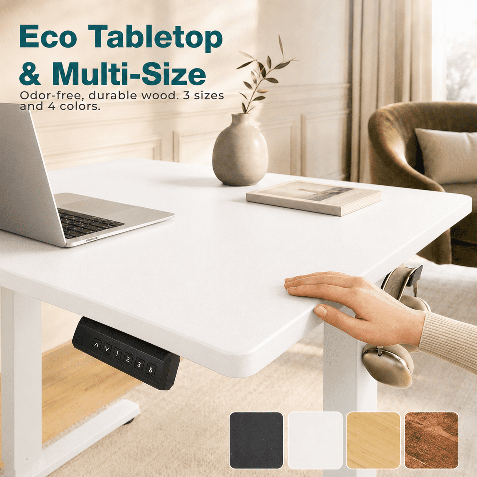 Alvantor Standing Desk, 28.7''- 48'' Height Electric Height Adjustable Home Office Desk with 3 Memory Presets, Sit and Stand Up, T-Shaped Frame