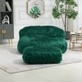 thumbnail image 2 of 41.34" Bean Bag Chair, Modern Floor Sofa with Plush Upholstered, Ottoman, High Backrest, Accent Lounge Sofa Chair for Reading, Relaxing, Breaking, Emerald, 2 of 9