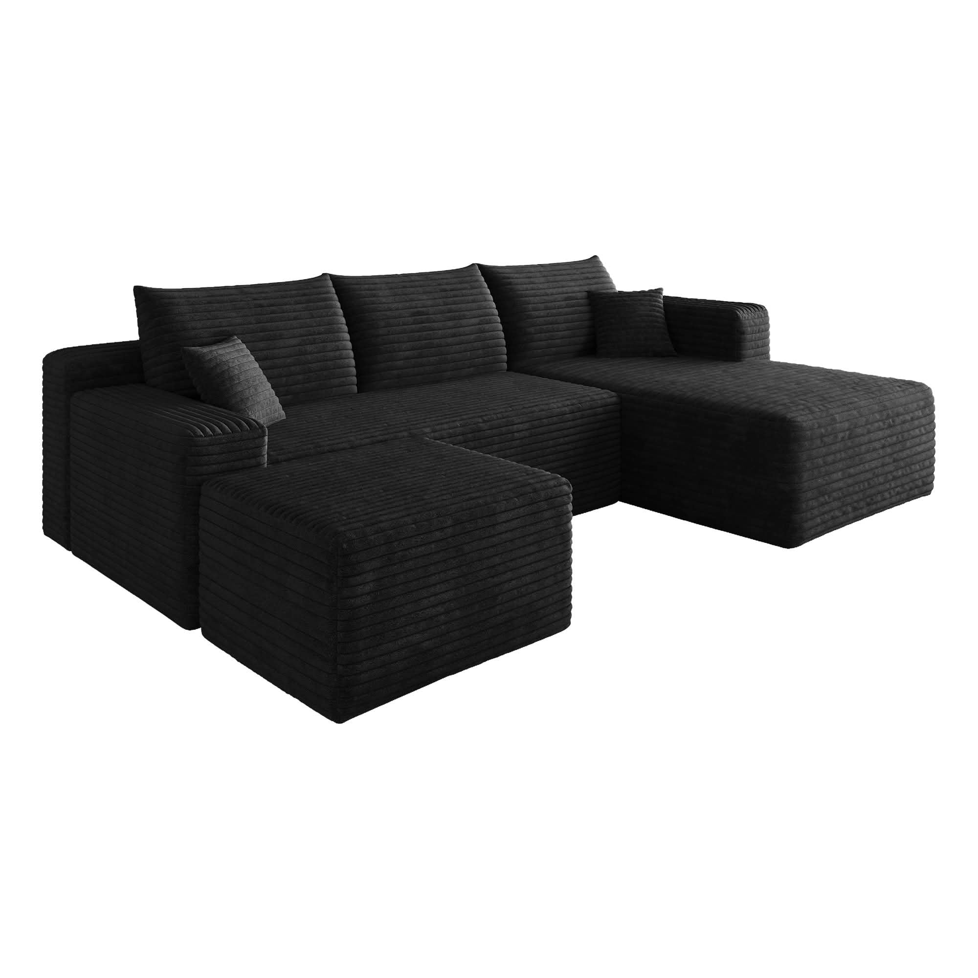 MAYEERTY 95 Inch U‑Shaped Cloud Sectional Sofa, Modern Minimalist Deep‑Seat Corner Couch with Plush Corduroy Fabric, No‑Assembly Reversible Chaise Lounge Sofa for Living Room Bedroom Apartment