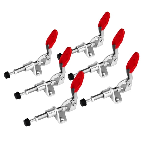 POWERTEC 6PK Pince à Toggle, Capacité de Charge de 100lbs, Pince à Libération Rapide 301A pour Jigs et Fixations de Menuiserie, Jigs de Trous de Poche, Soudure
