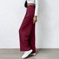 thumbnail image 6 of Wide Leg Pants for Women High Waisted Solid Color Dress Pants Double Pocket Fitness Casual Suit Office Pants Business Casual Flowy Work Palazzo Pants, 6 of 9