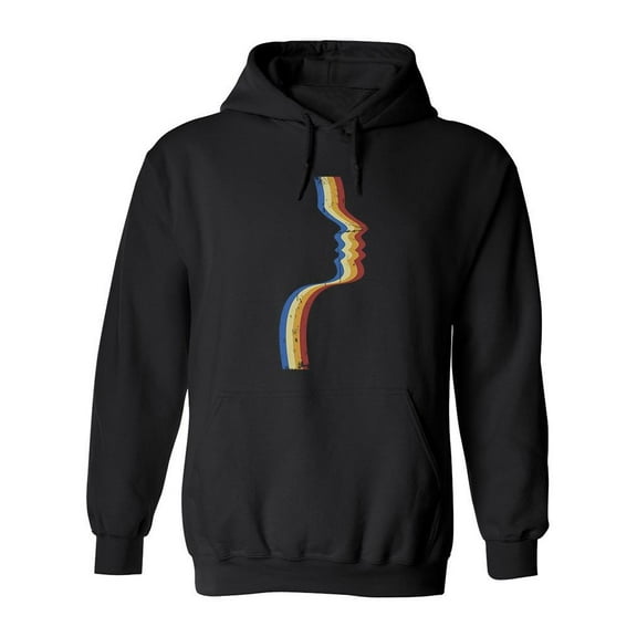 Face Silhouette Retro Hoodie Men -Image by Shutterstock, Male Small