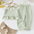 thumbnail image 2 of Gerichy Girls Summer Outfits, Summer New Europe And The United States Camisole Undershirt Models Soft Fabrics Solid Color Blouse Pants Two Piece Set, 2 of 9