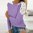 thumbnail image 2 of Timegard Hauts pour Femmes en Dentelle à Manches Longues Col Ras du Cou Confortables Couleur Unie T-Shirt d'Automne Chic Décontracté Hauts Amples, 2 of 5