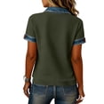 thumbnail image 5 of BOMYJESK Polo Shirts for Women Short Sleeve Collared Shirt Button Henley V Neck Waffle Shirt Trendy Casual Loose Golf Shirt 2026 Summer Work Cute Tee Blouse Army Green S, 5 of 8