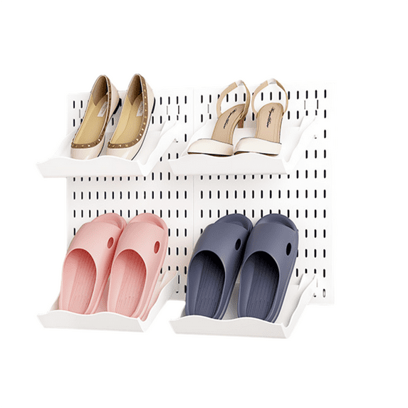 Pegboards Kit Wall Mount Peg Board Shoe Storage Shelf Hanging Shoe Organizer White