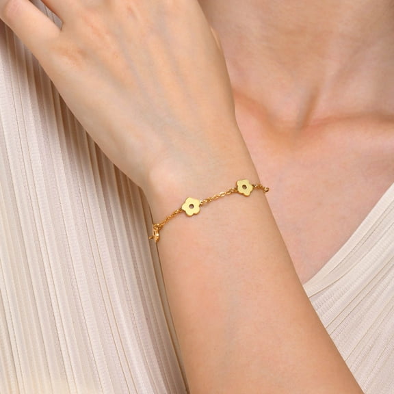 Dainty Flower Bracelet for Women, Stainless Steel Non Tarnish Chain Bracelets Jewelry Gift for Valentine's Day, Birthday, Christmas