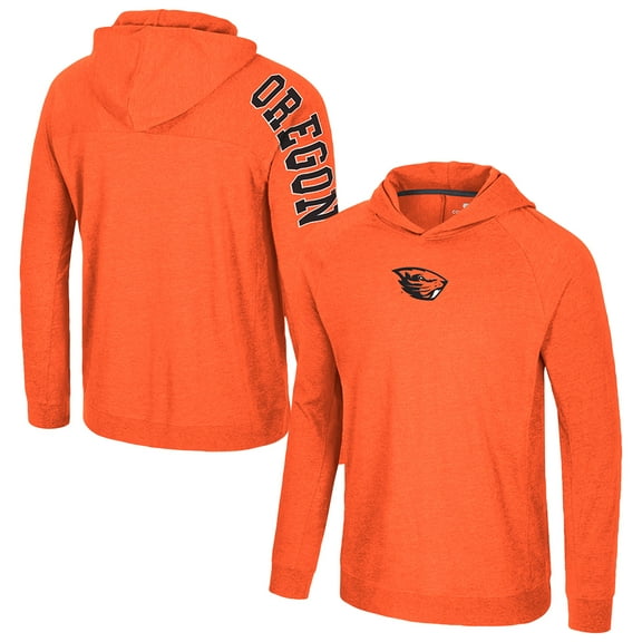 Men's Colosseum Orange Oregon State Beavers Back in Business Long Sleeve Raglan Hooded T-Shirt