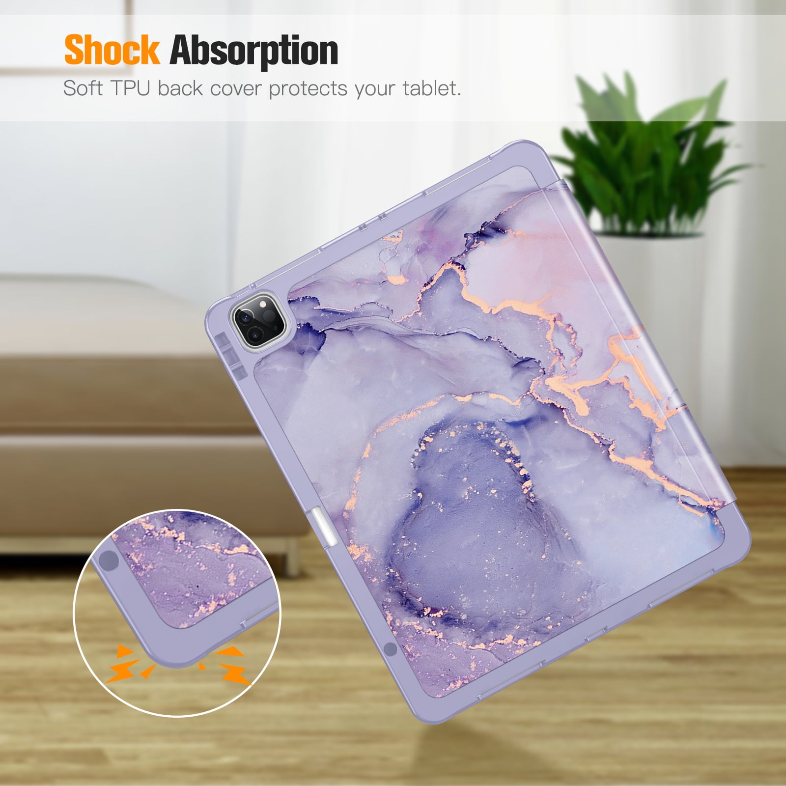 Fintie TPU Case with Pencil Holder for iPad Pro 12.9-inch 5th/4th/3rd Generation - Slim Soft TPU Protective Cover with Auto Wake/Sleep for iPad Pro 12.9 (2021/2020/2018)